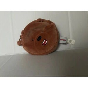 We Bare Bear Grizz Brown Zipper soft plush Coin Bag wallet Pouch